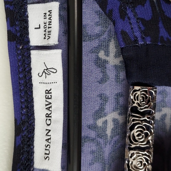 Susan Graver 3/4 sleeve Large multi color with flower print top/blouse - Picture 4 of 12